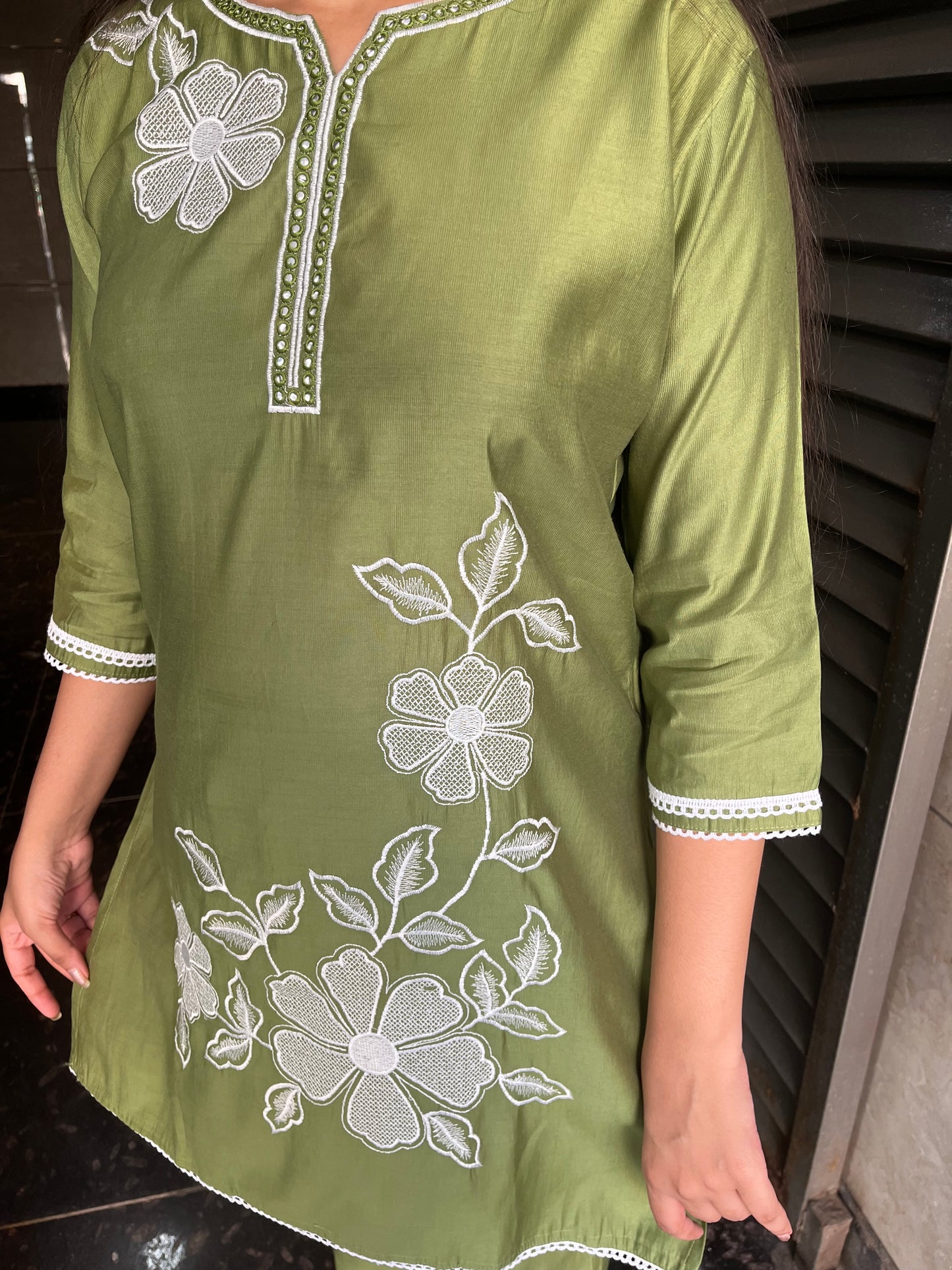 Stylish Embroidered floral coord set