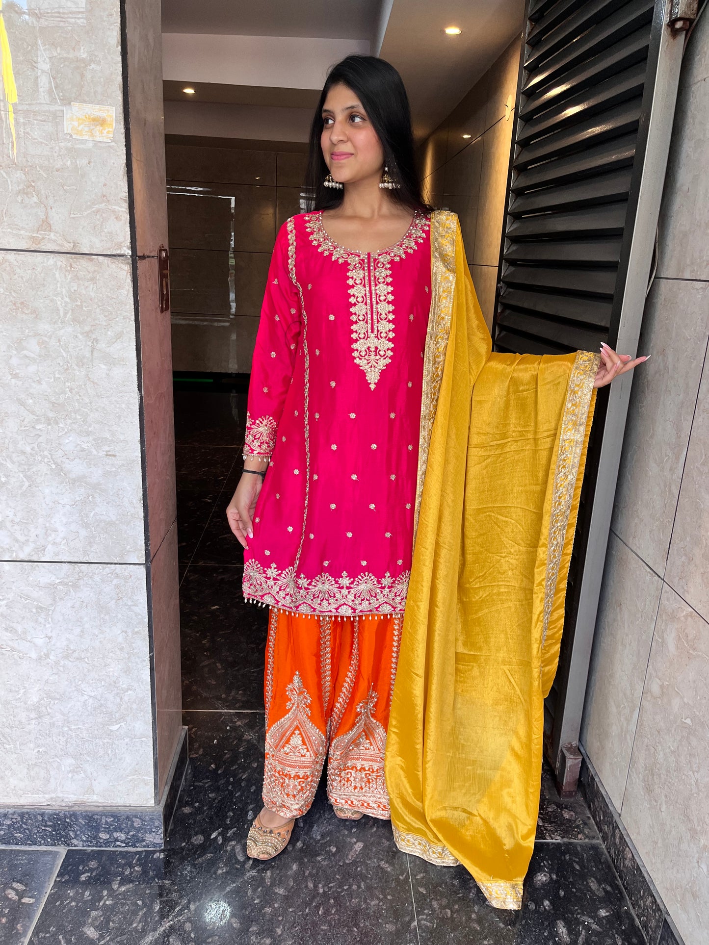 Designer Party Wear Look Heavy Embroidery Work Sharara Suit set