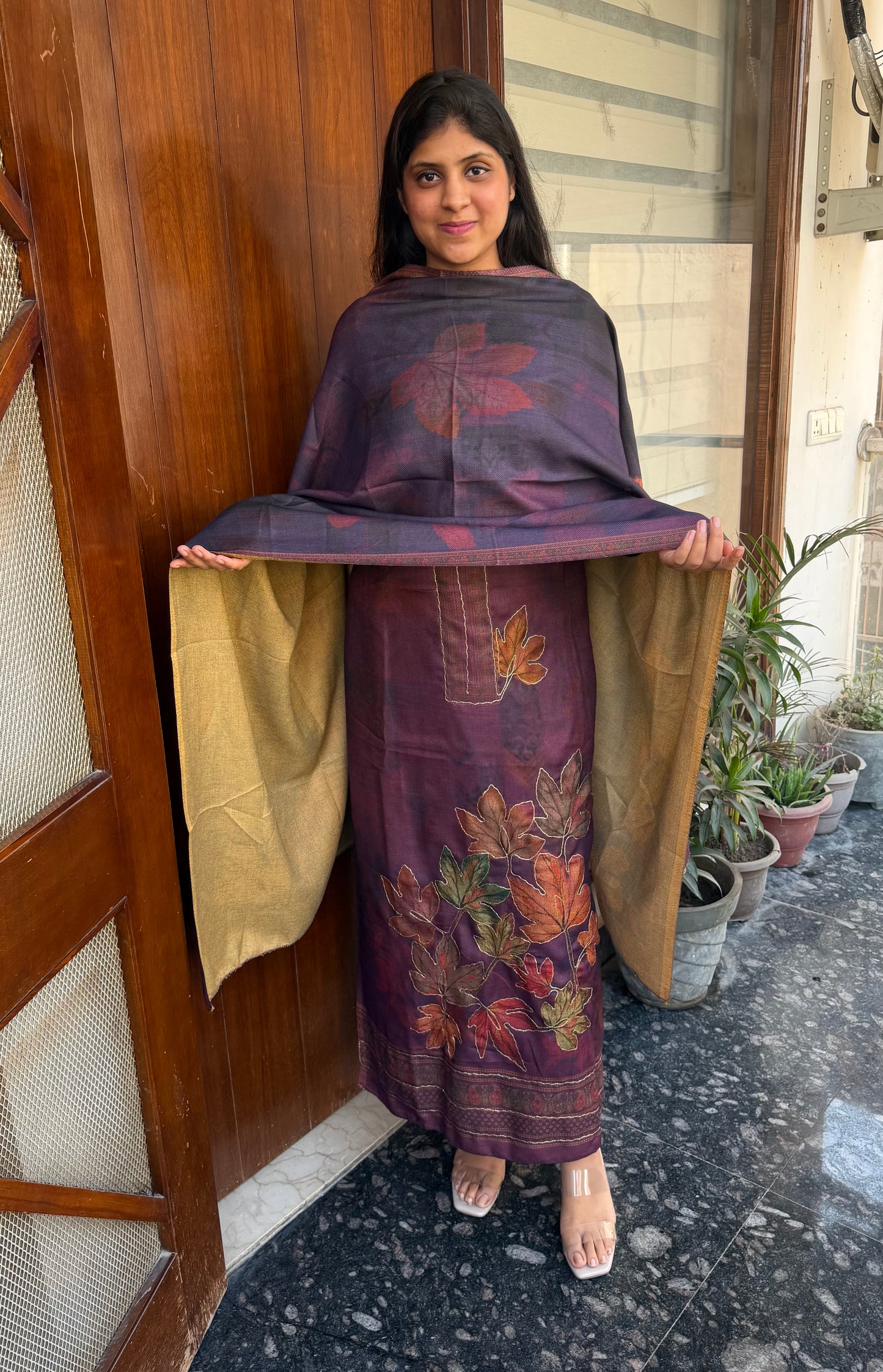 Designer Pashmina suit set with pashmina shawl