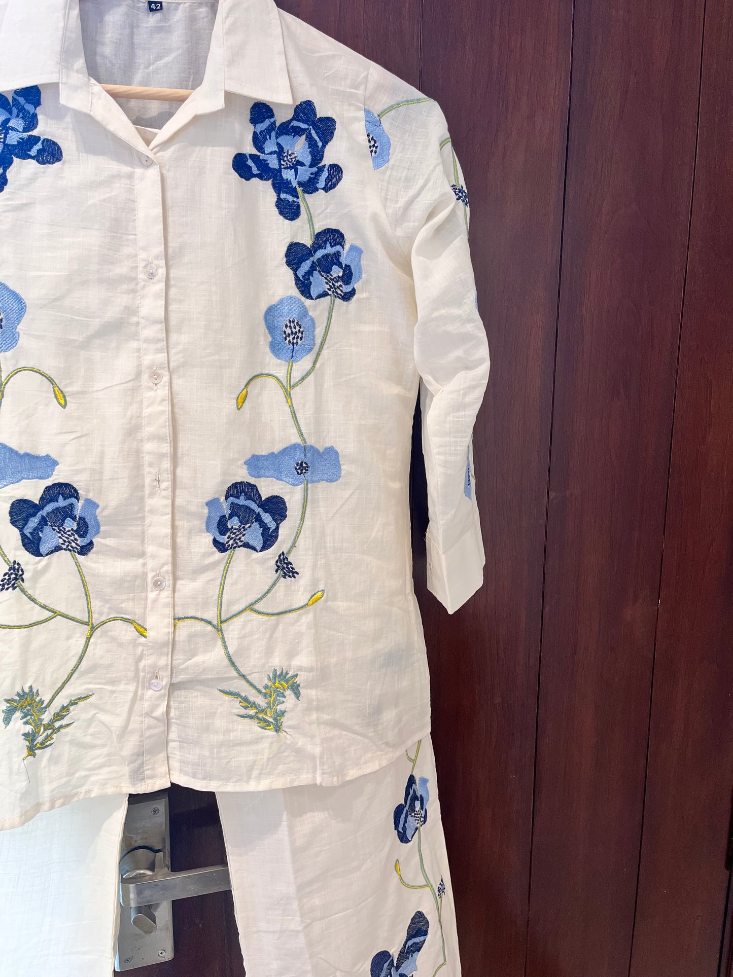 Mul cotton floral embroidery coord set