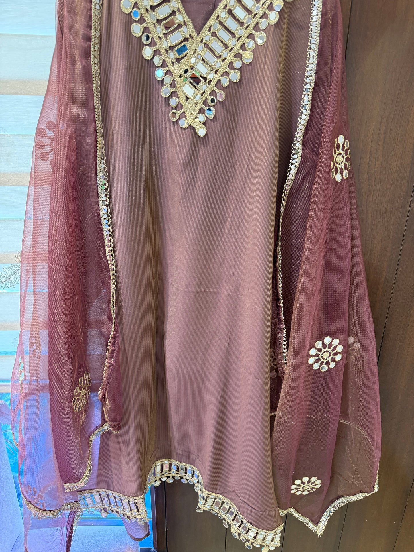 `Noor’ Glass silk designer 3 piece suit set