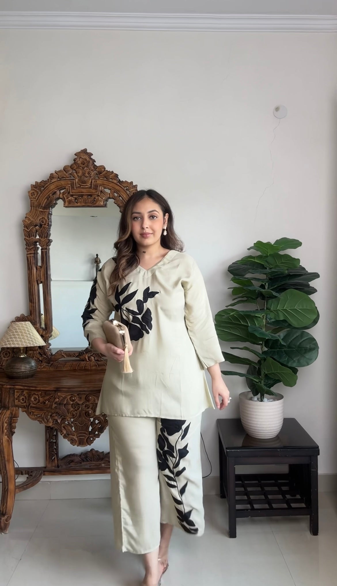 Embroidered coord set with palazzo