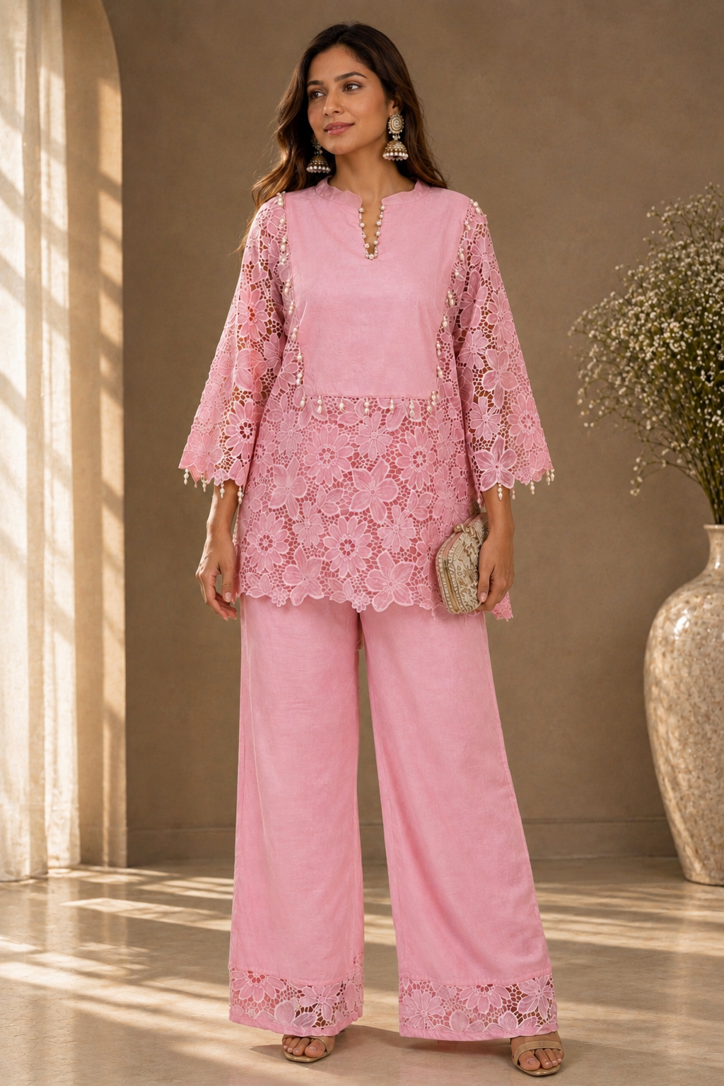 Blush Pink Floral 3D coord set