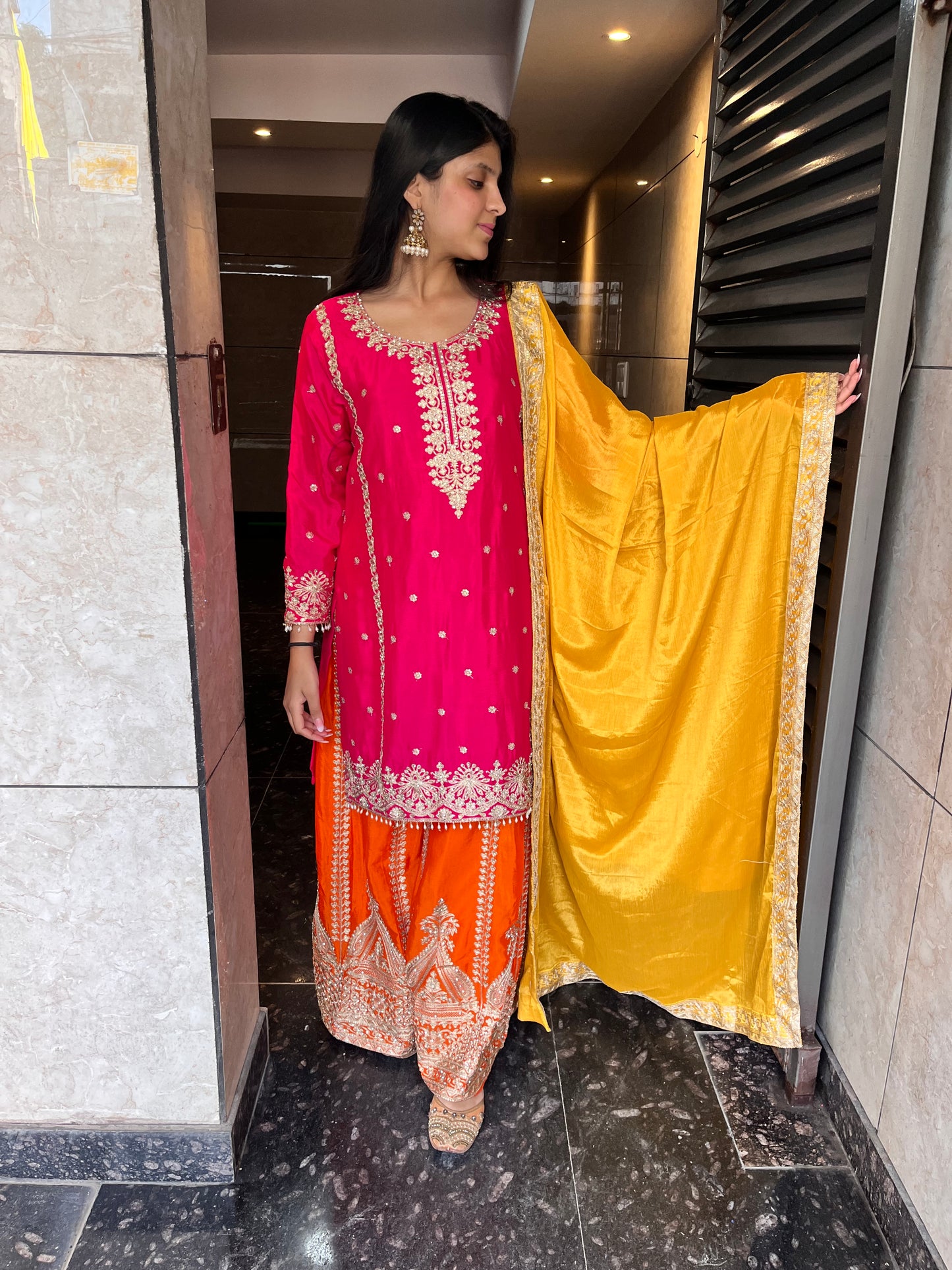 Designer Party Wear Look Heavy Embroidery Work Sharara Suit set