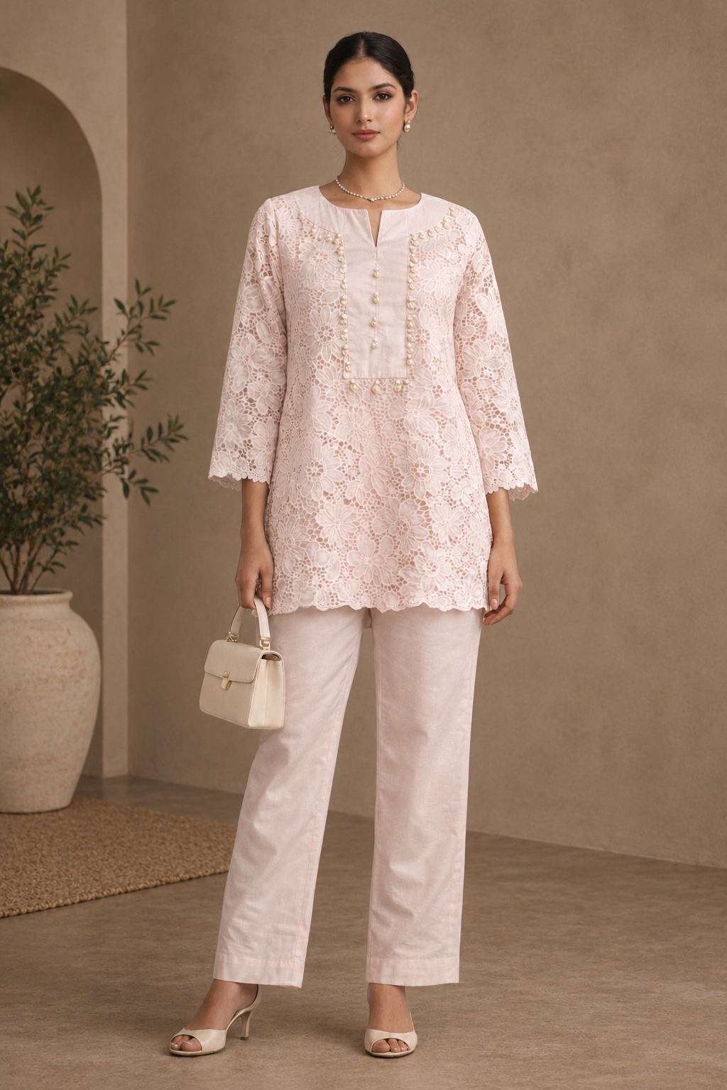 Blush Pink Floral 3D coord set