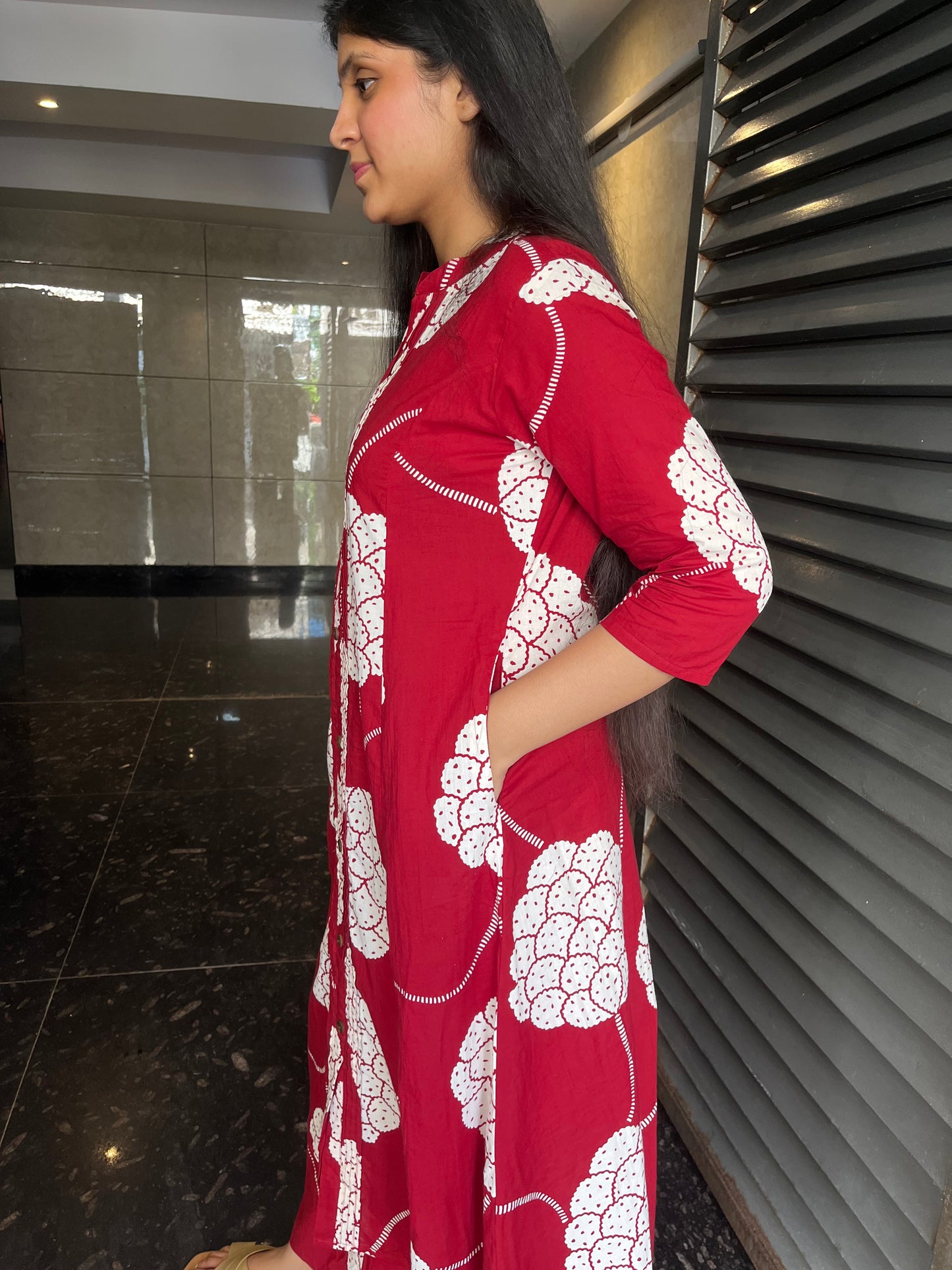 Red Printed Premium mul cotton Co-Ord Set for Women