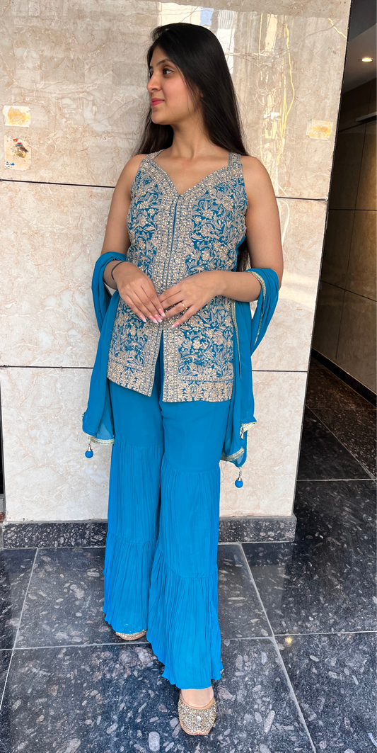 Designer sharara suit set with handwork