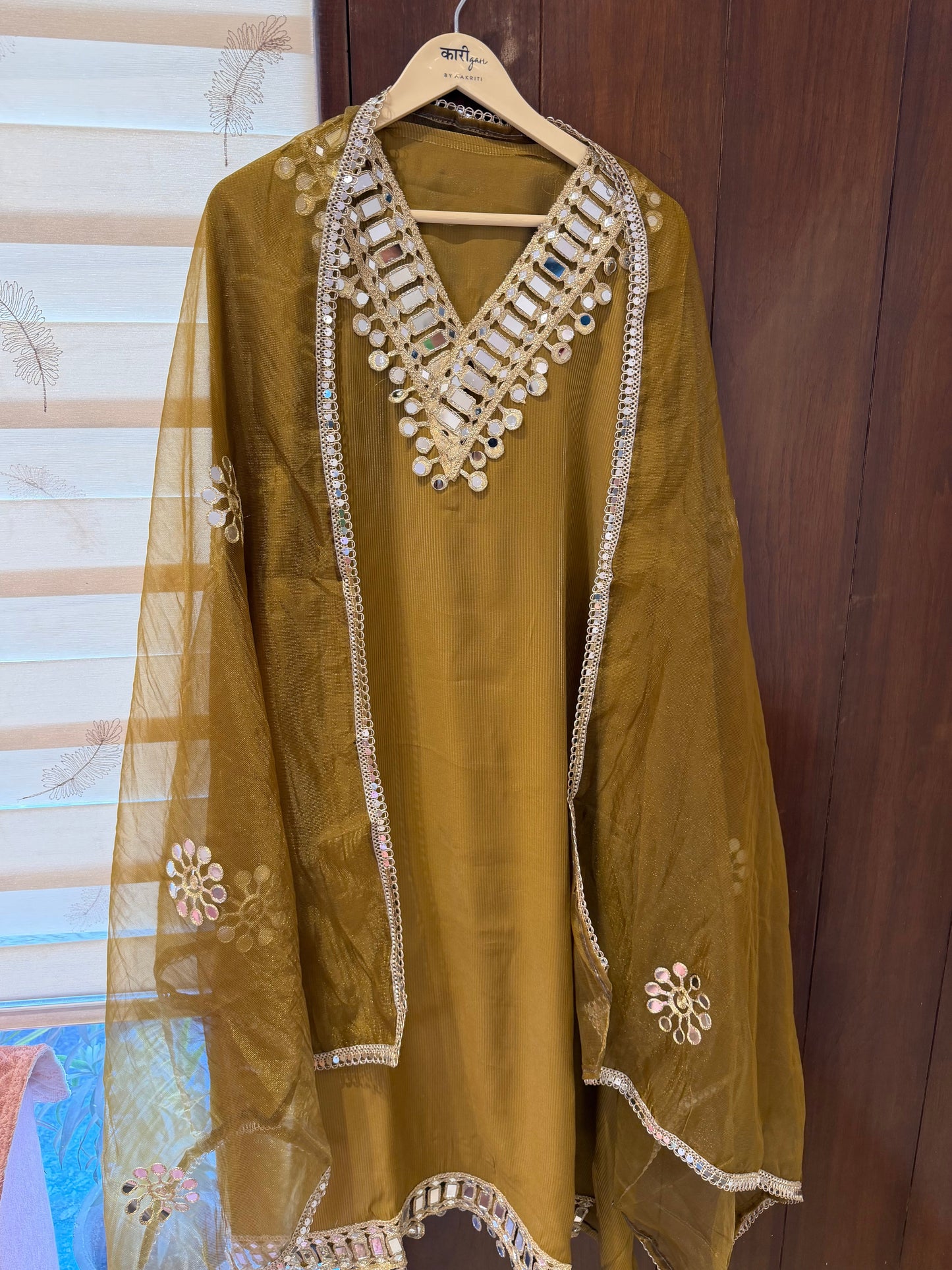 `Noor’ Glass silk designer 3 piece suit set