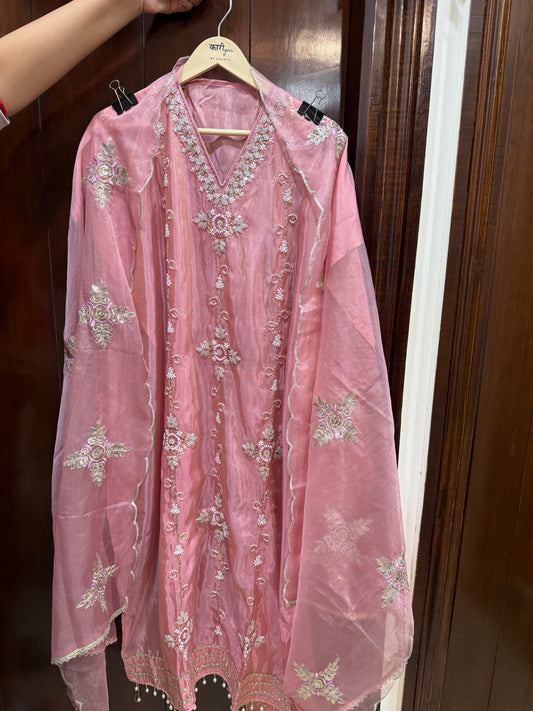 `Maisha’ Designer 3 piece suit set with hand and pearl work