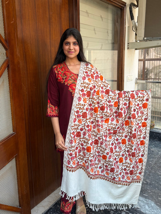 KASHMIRI AARI HAND EMBROIDERED SHAWL