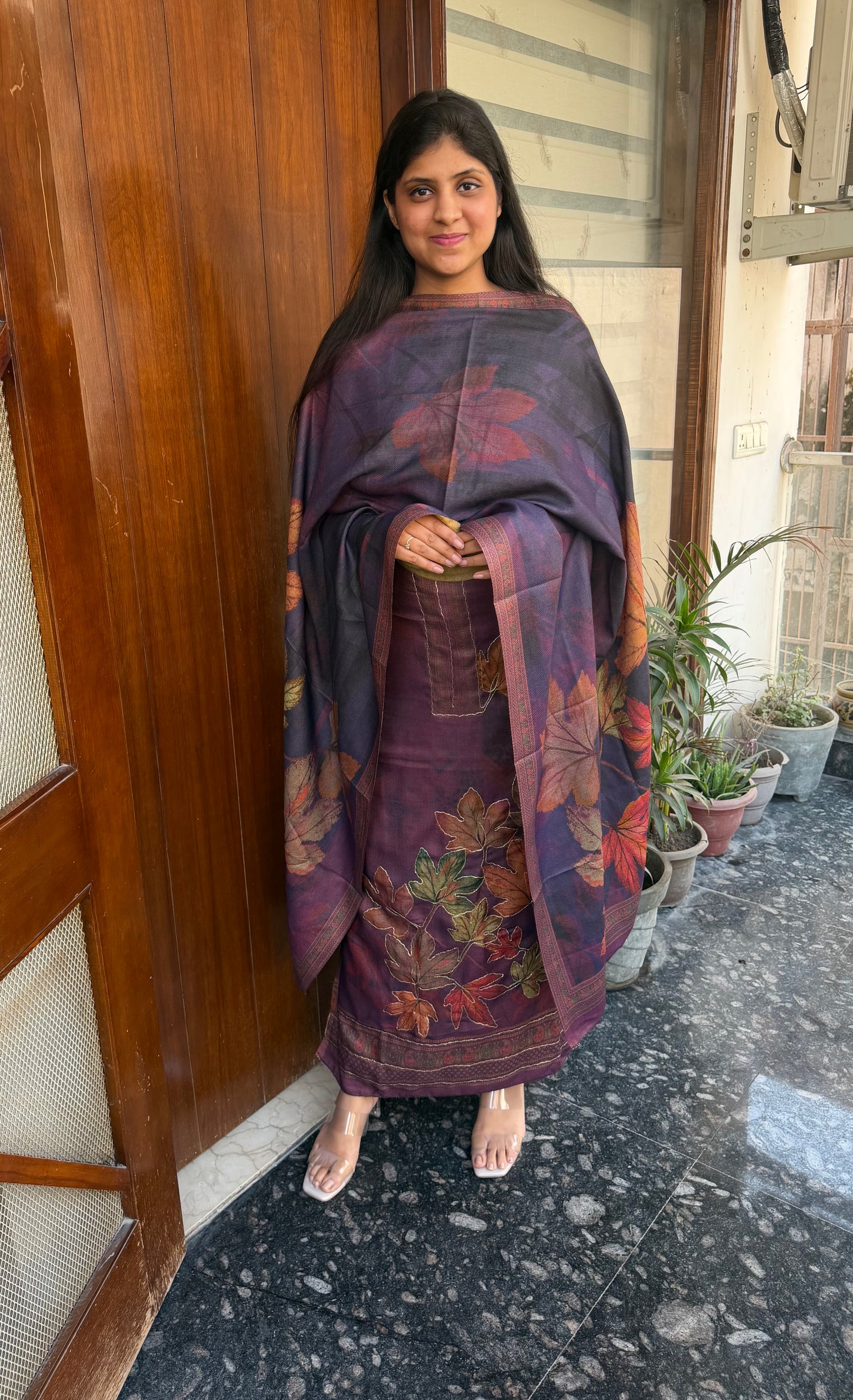 Designer Pashmina suit set with pashmina shawl