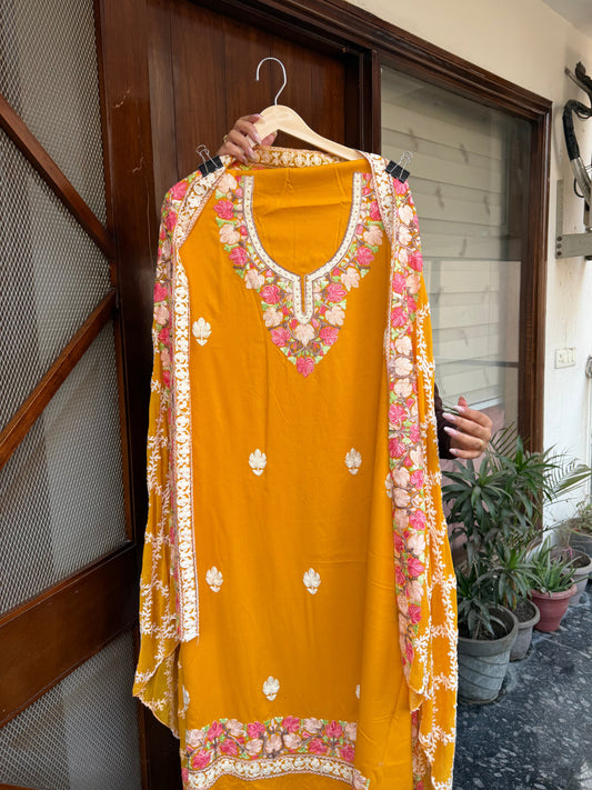 Hand embroidered aari work designer suit set