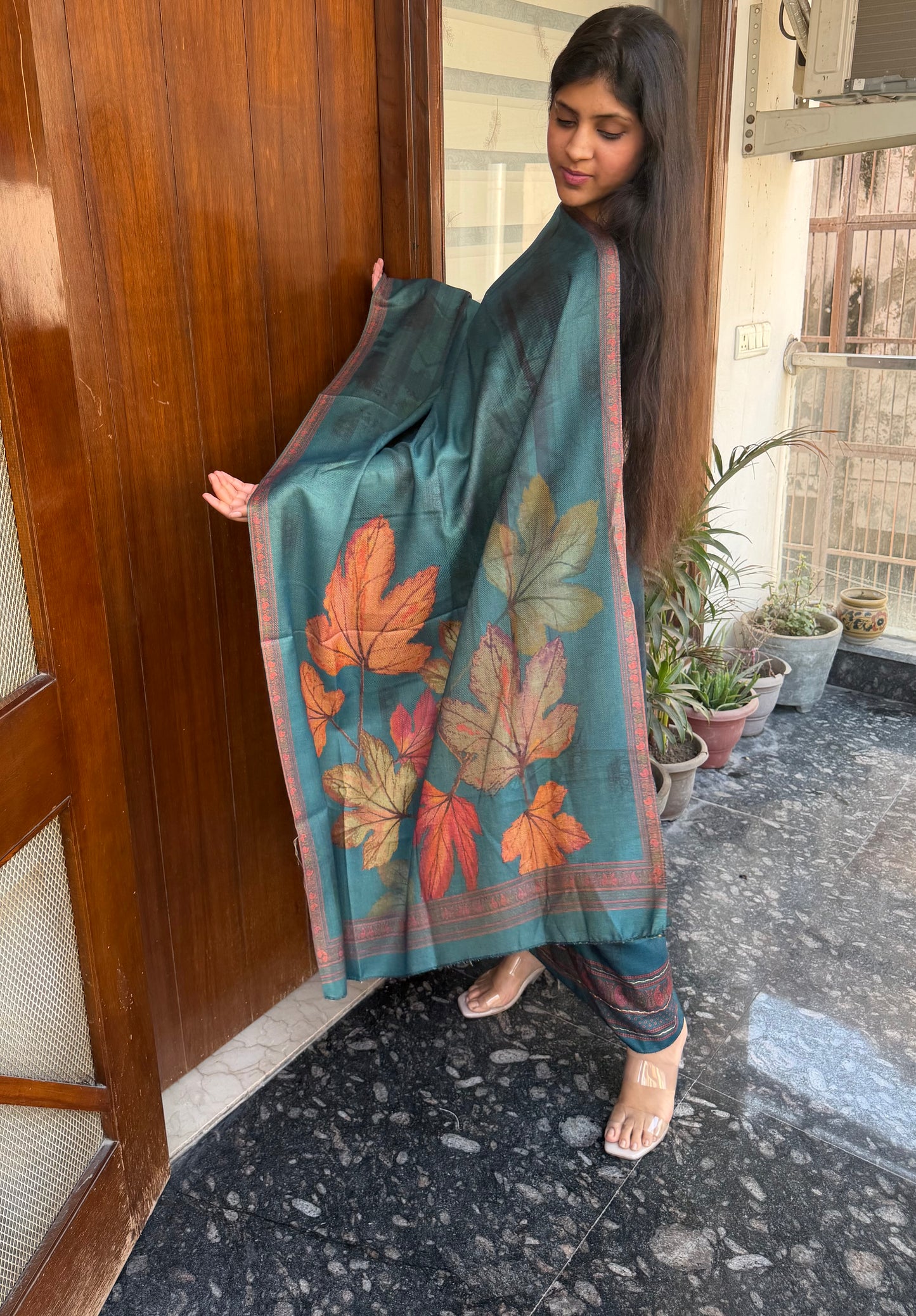 Designer Pashmina suit set with pashmina shawl