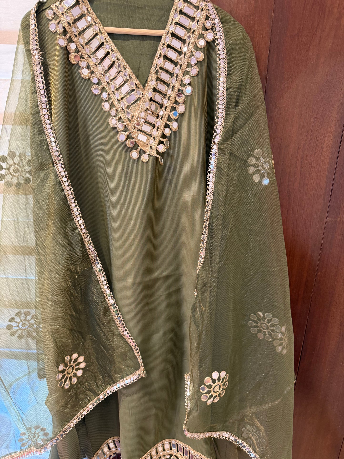 `Noor’ Glass silk designer 3 piece suit set