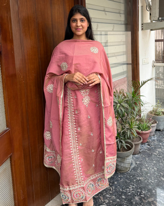 Designer 3 piece suit set with hand and mirror work