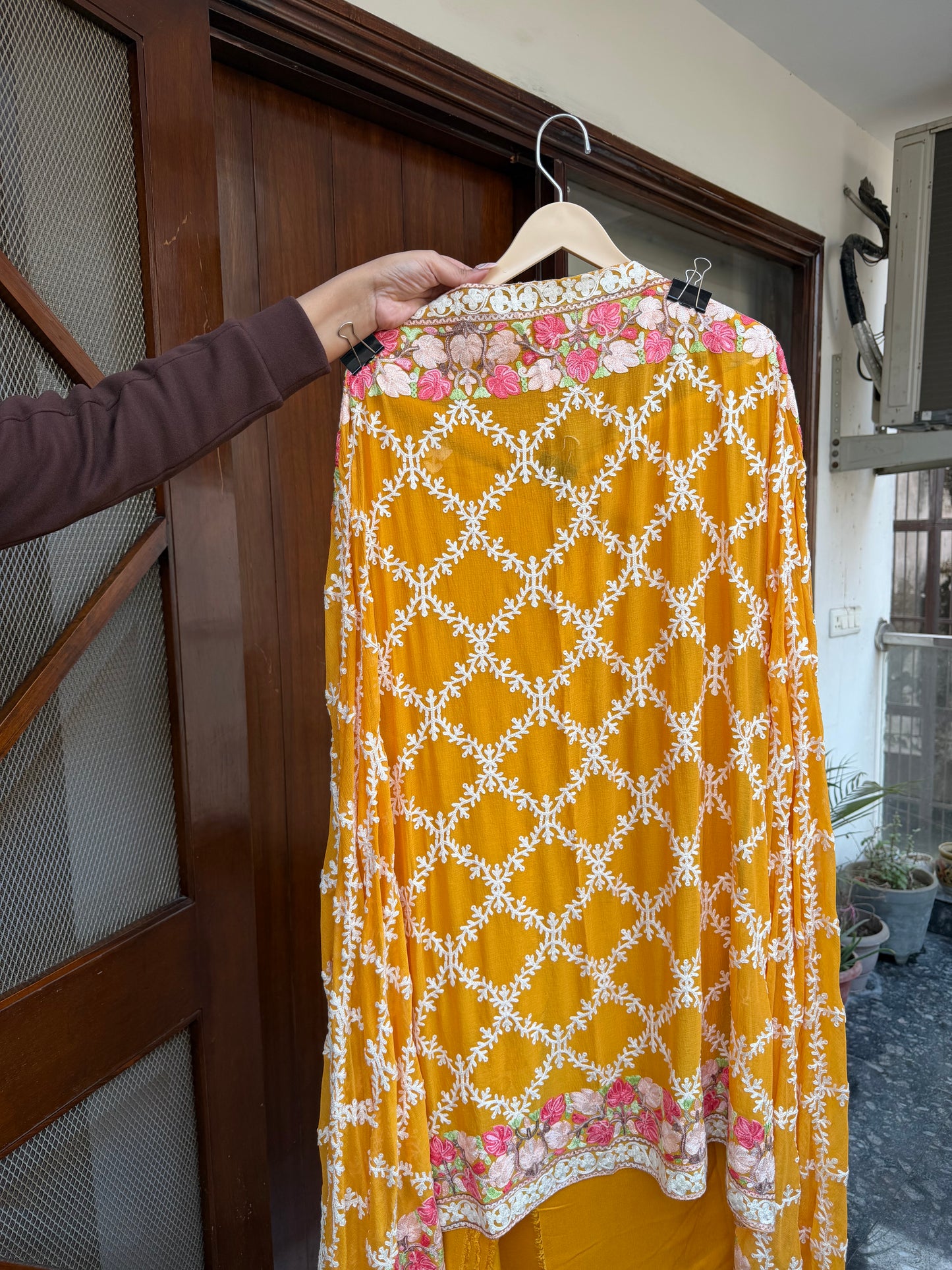 Hand embroidered aari work designer suit set