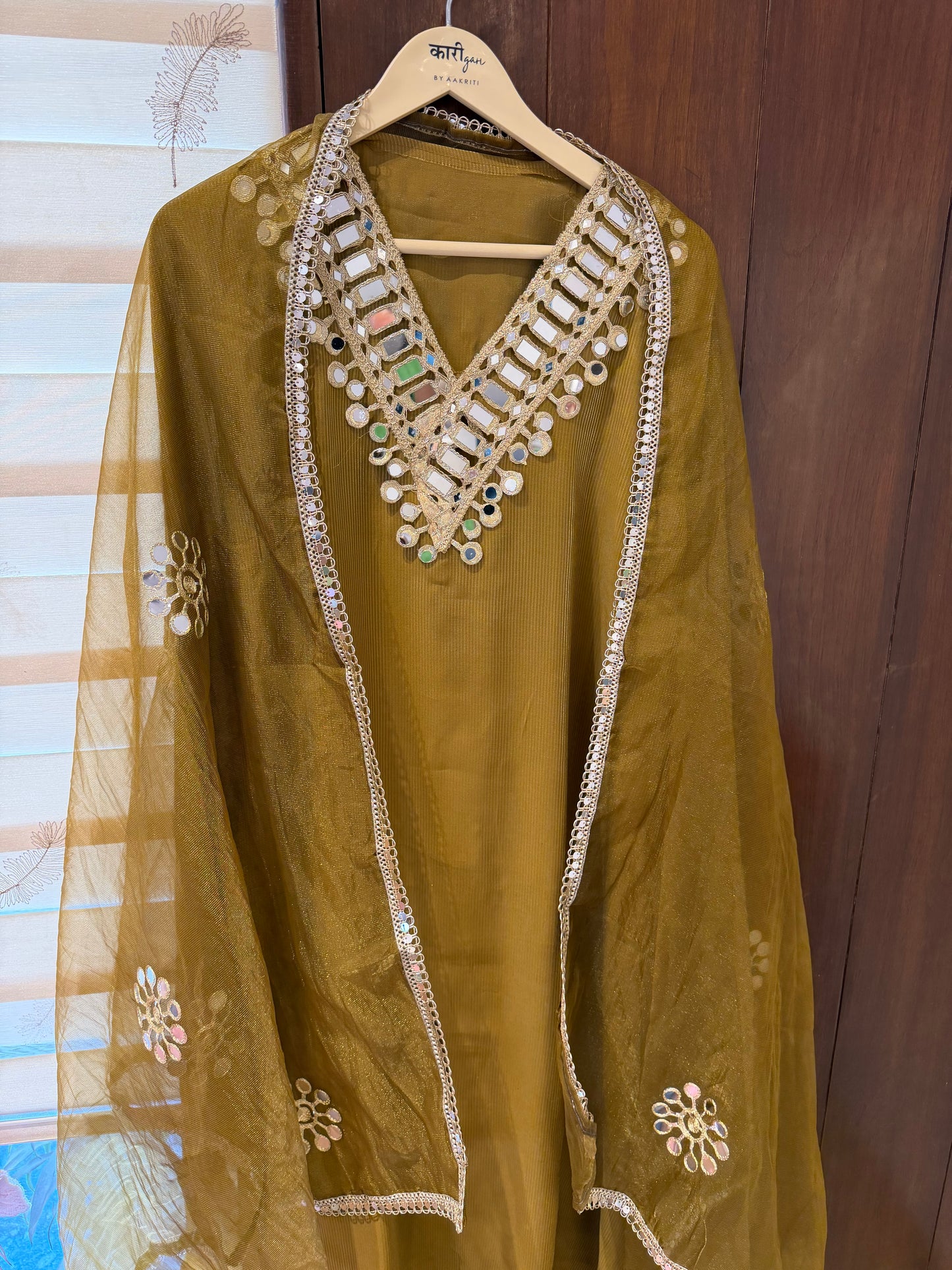 `Noor’ Glass silk designer 3 piece suit set
