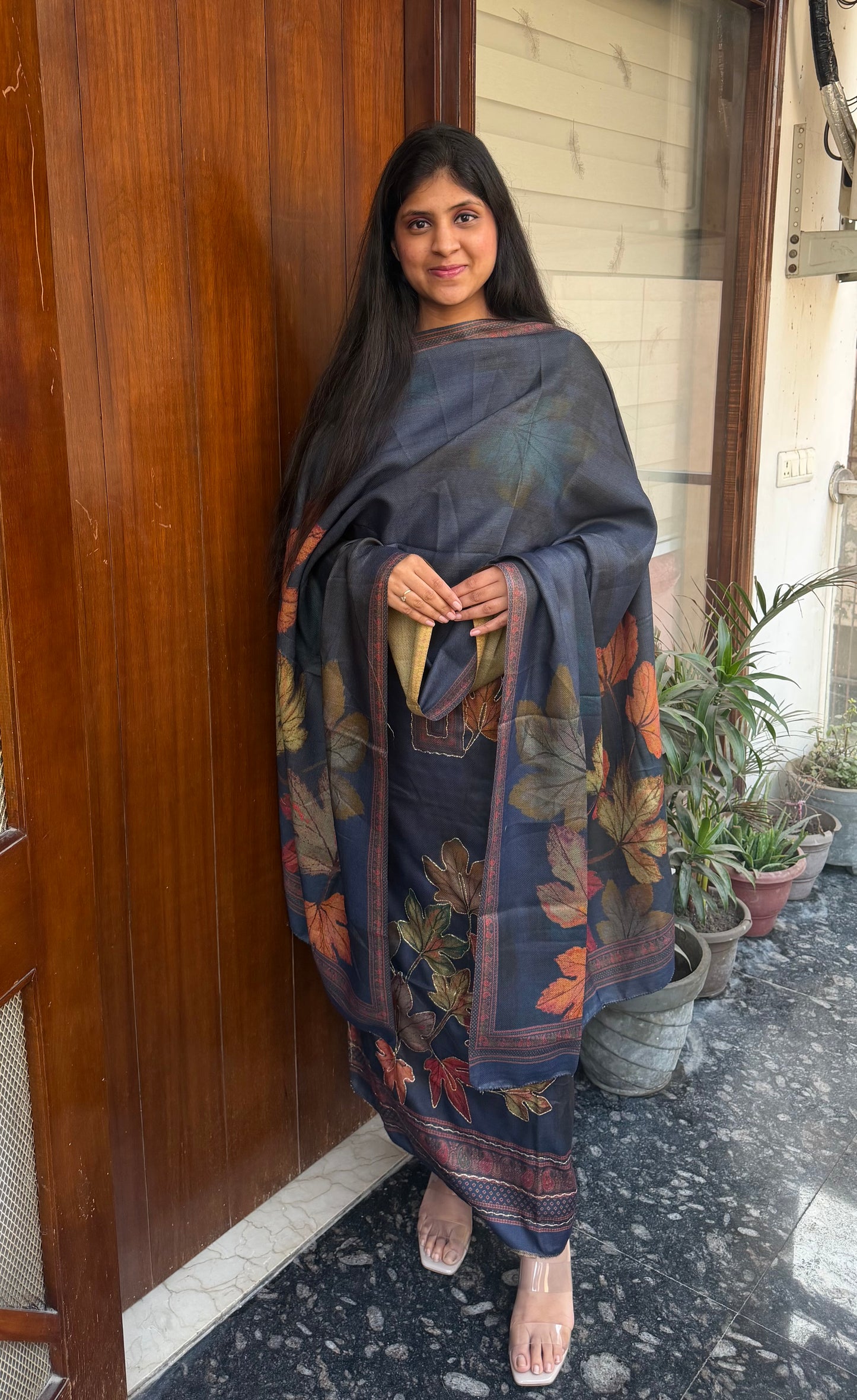 Designer Pashmina suit set with pashmina shawl