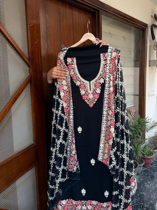 Hand embroidered aari work designer suit set