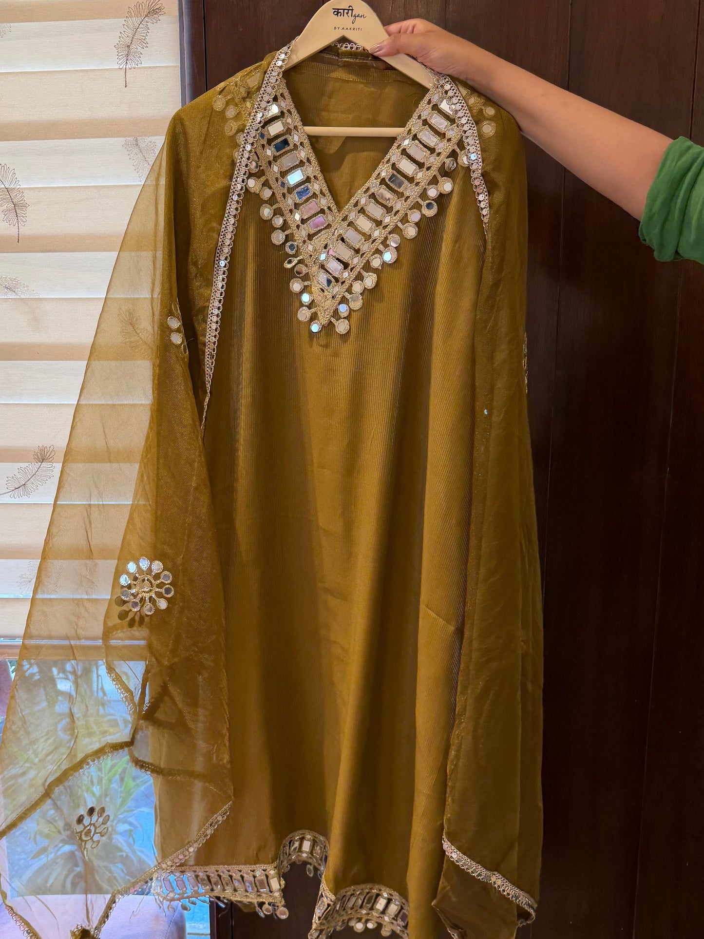 `Noor’ Glass silk designer 3 piece suit set