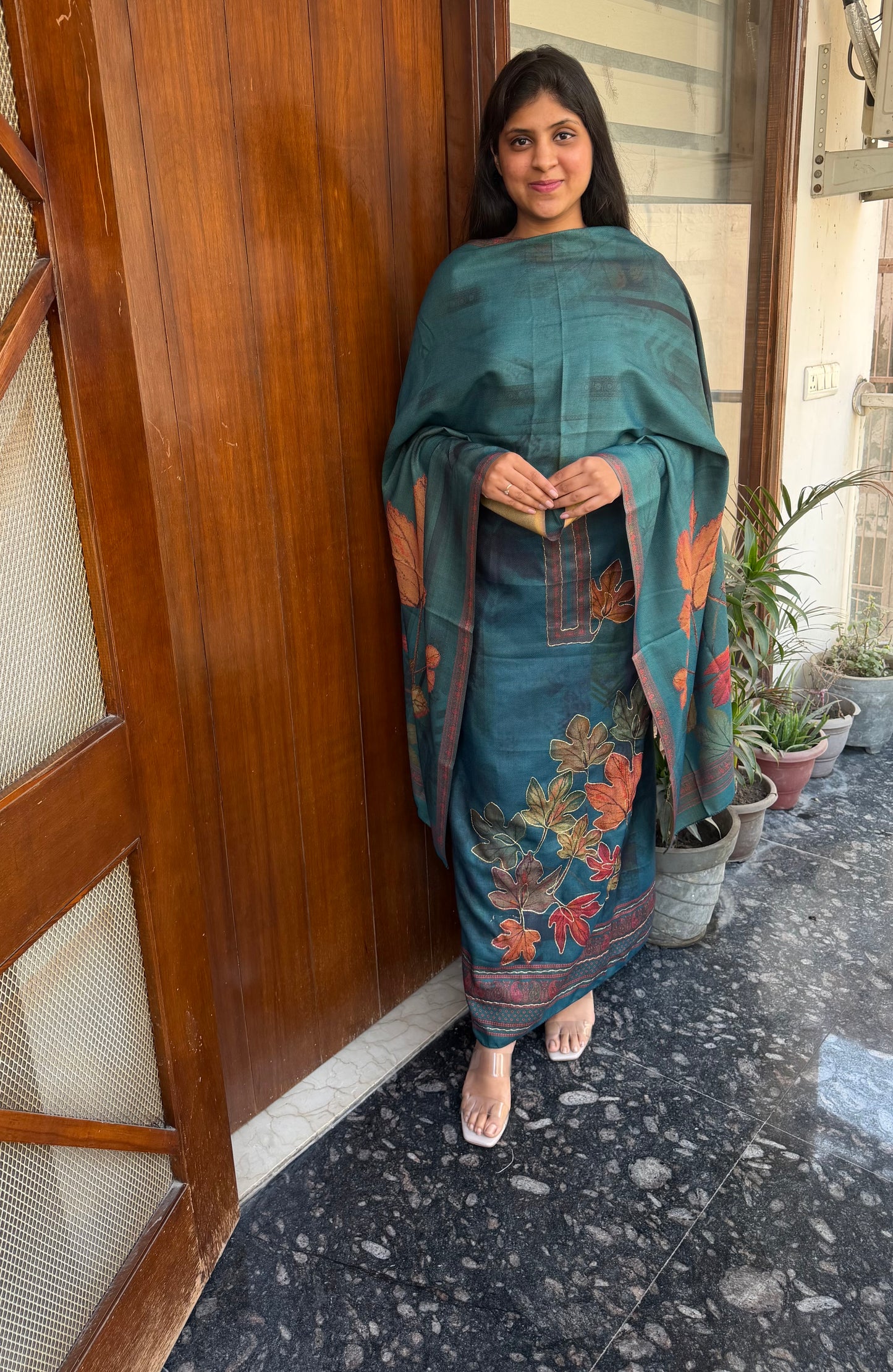 Designer Pashmina suit set with pashmina shawl