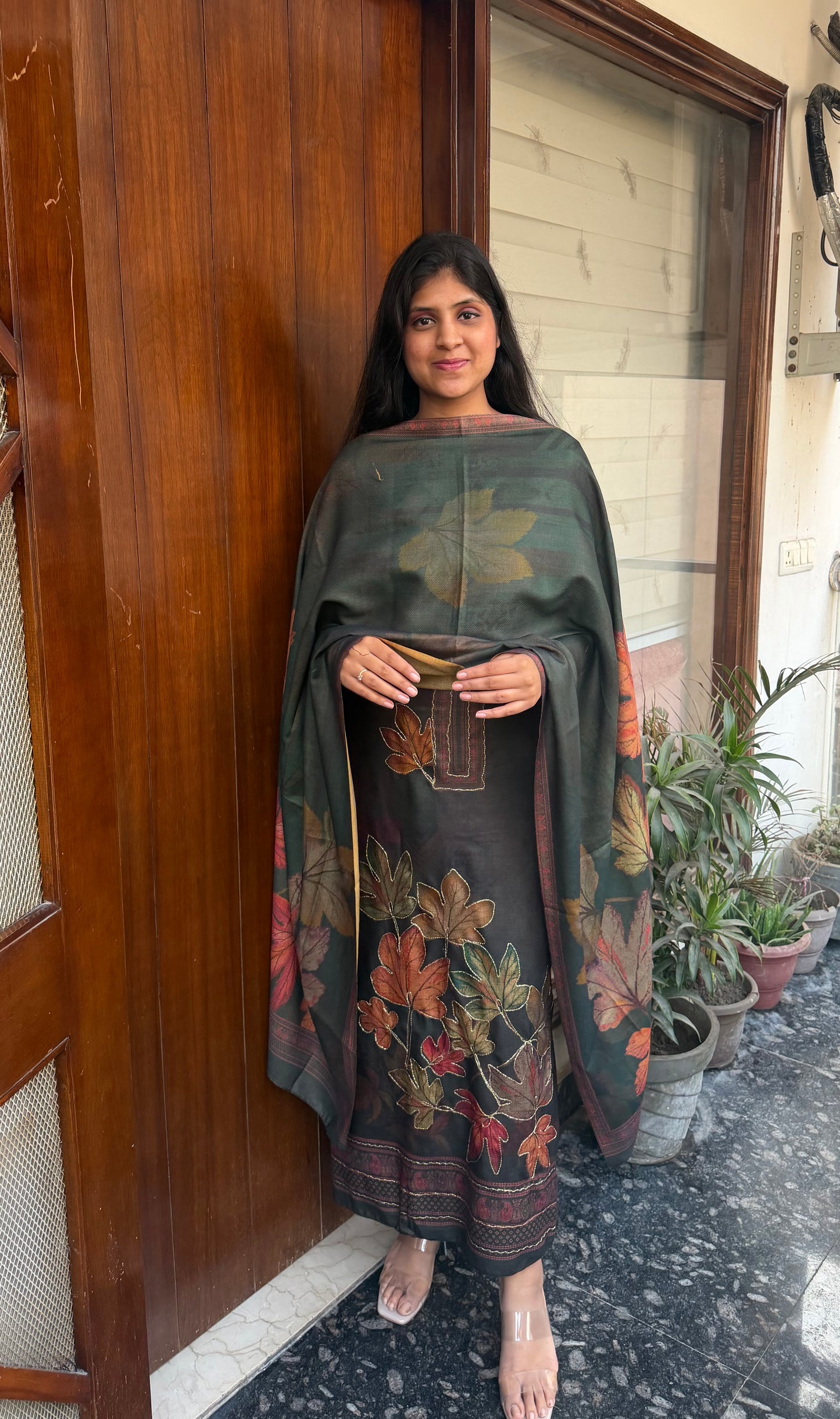 Designer Pashmina suit set with pashmina shawl