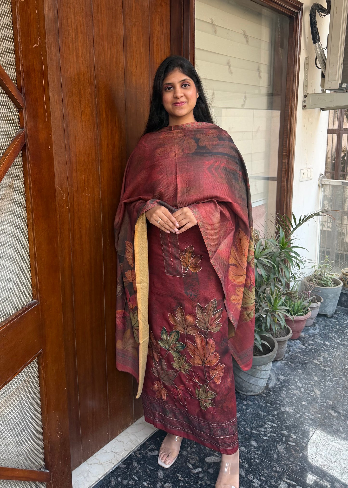 Designer Pashmina suit set with pashmina shawl