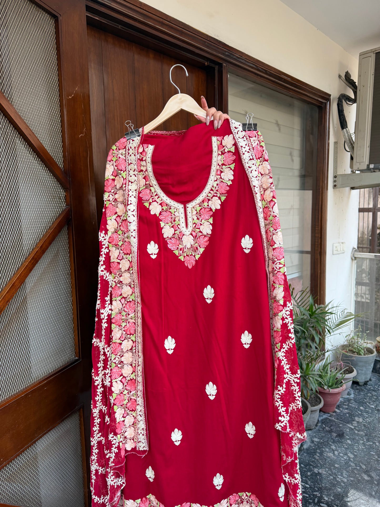 Hand embroidered aari work designer suit set