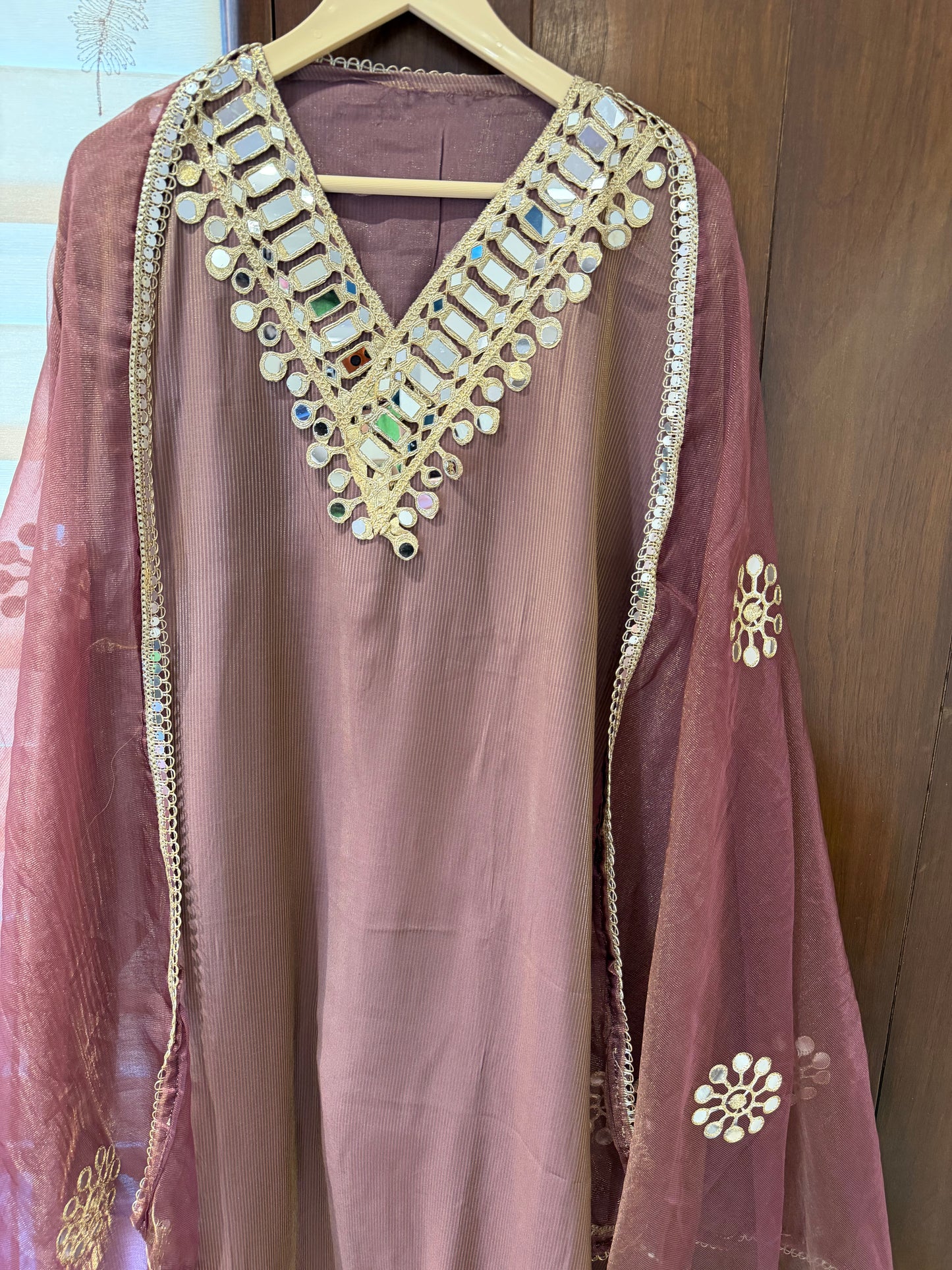 `Noor’ Glass silk designer 3 piece suit set
