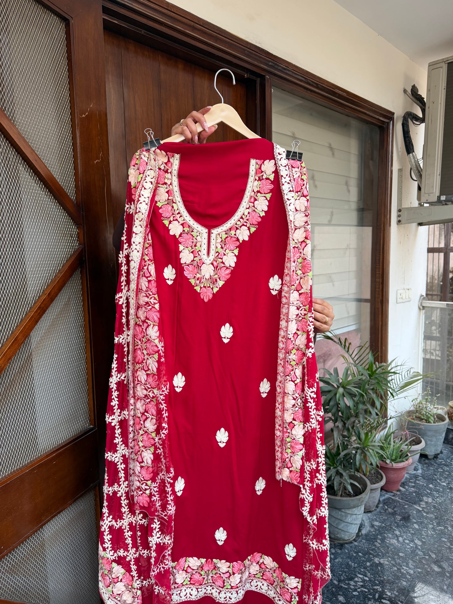 Hand embroidered aari work designer suit set