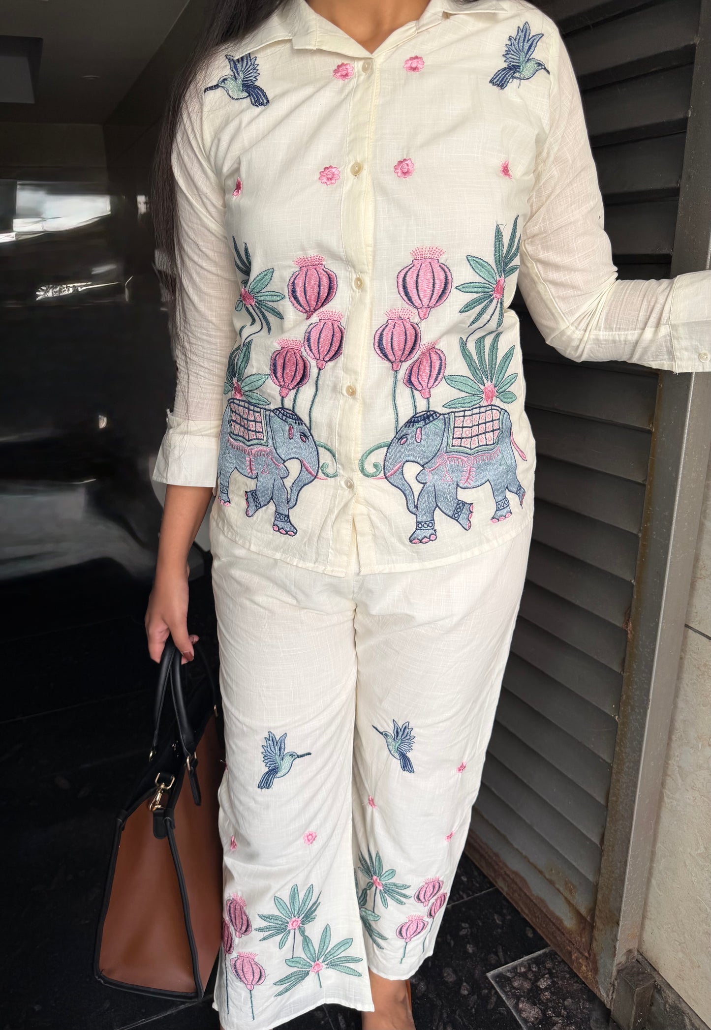Mul cotton embroidered coord set