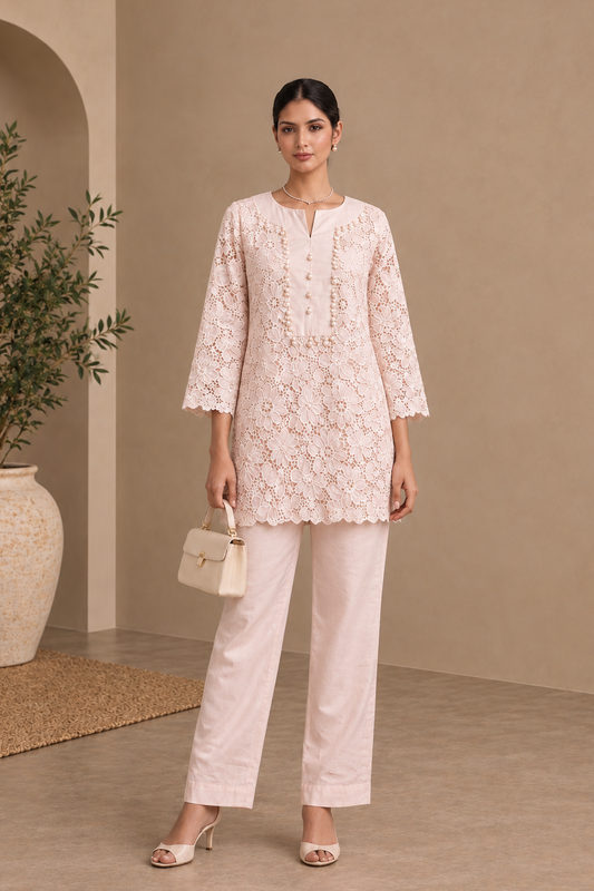 Blush Pink Floral 3D coord set