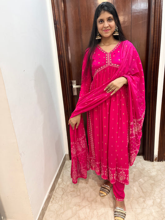 Muslin three piece Suit set