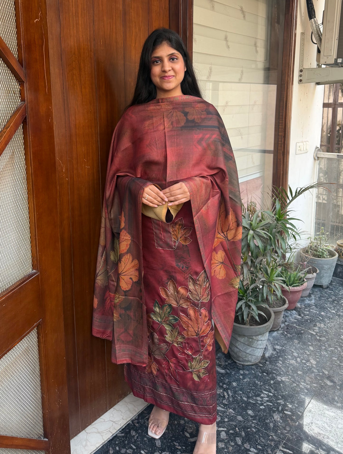 Designer Pashmina suit set with pashmina shawl