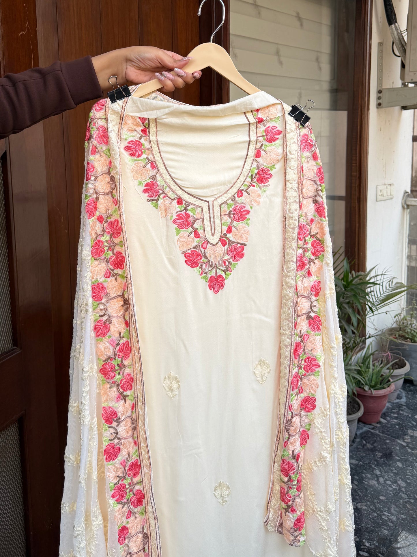 Hand embroidered aari work designer suit set