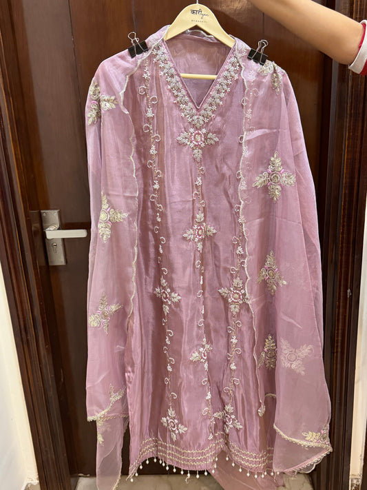 `Maisha’ Designer 3 piece suit set with hand and pearl work