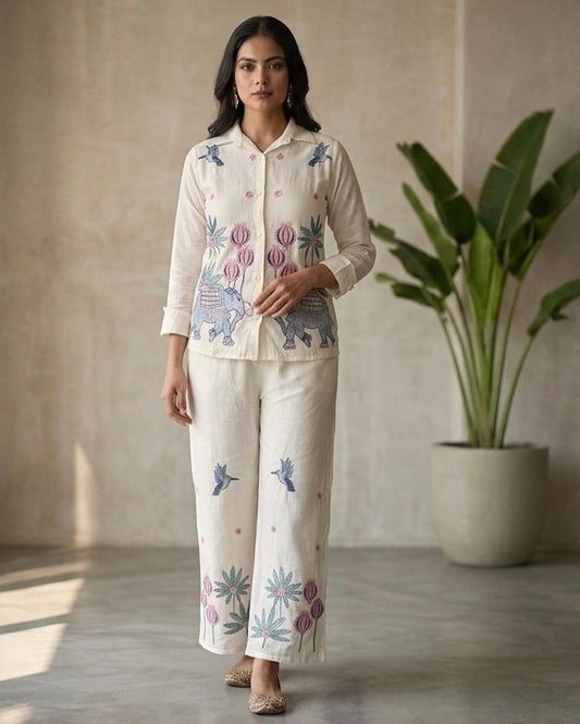 Mul cotton embroidered coord set