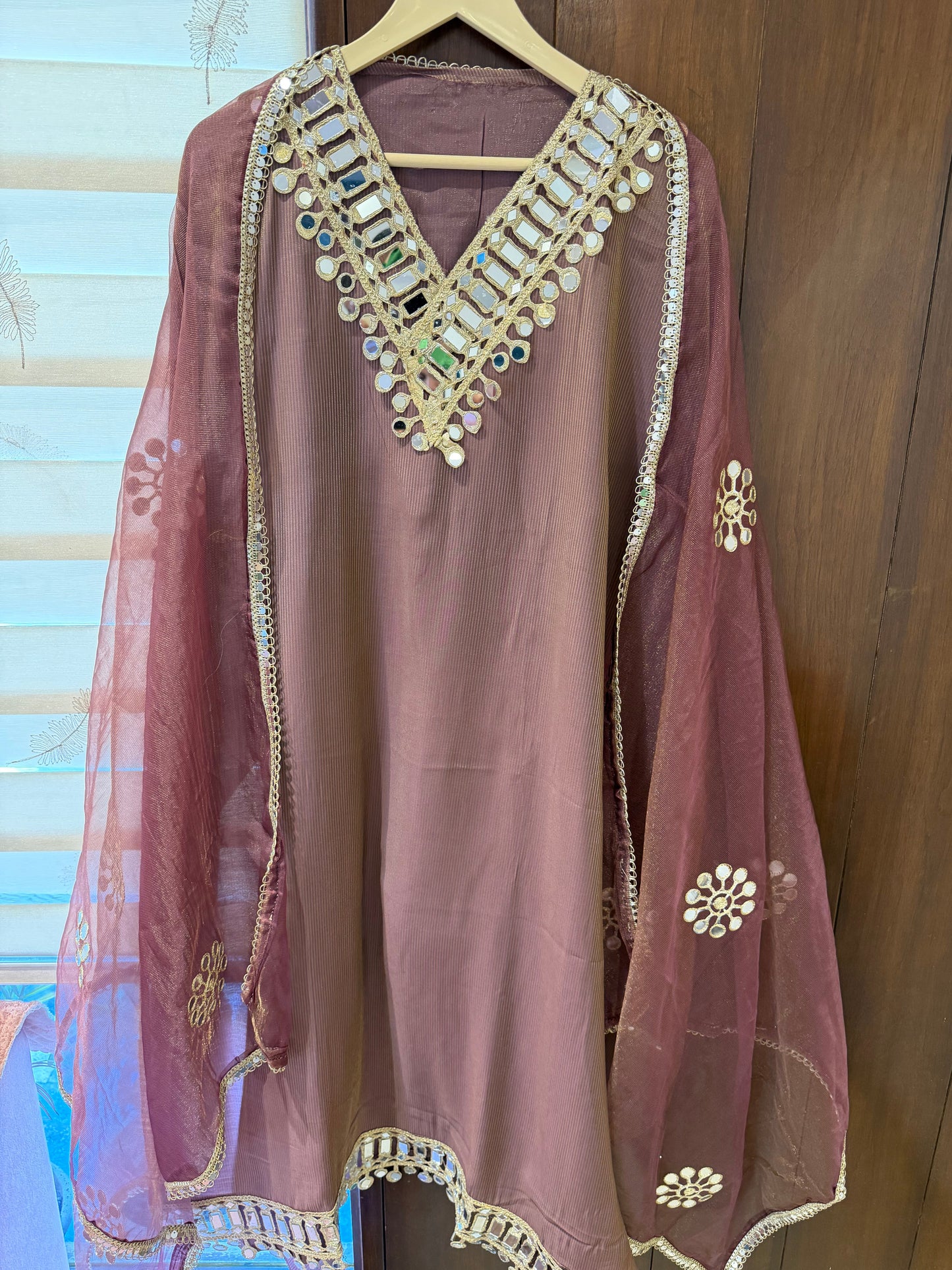 `Noor’ Glass silk designer 3 piece suit set