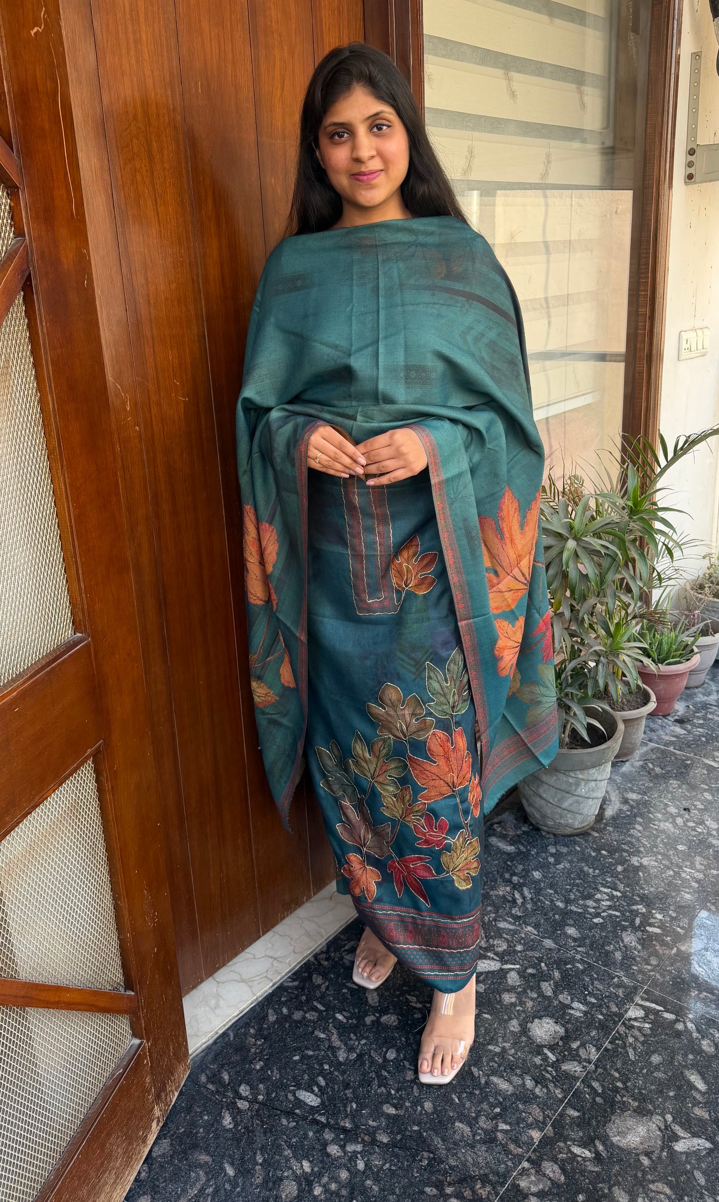 Designer Pashmina suit set with pashmina shawl