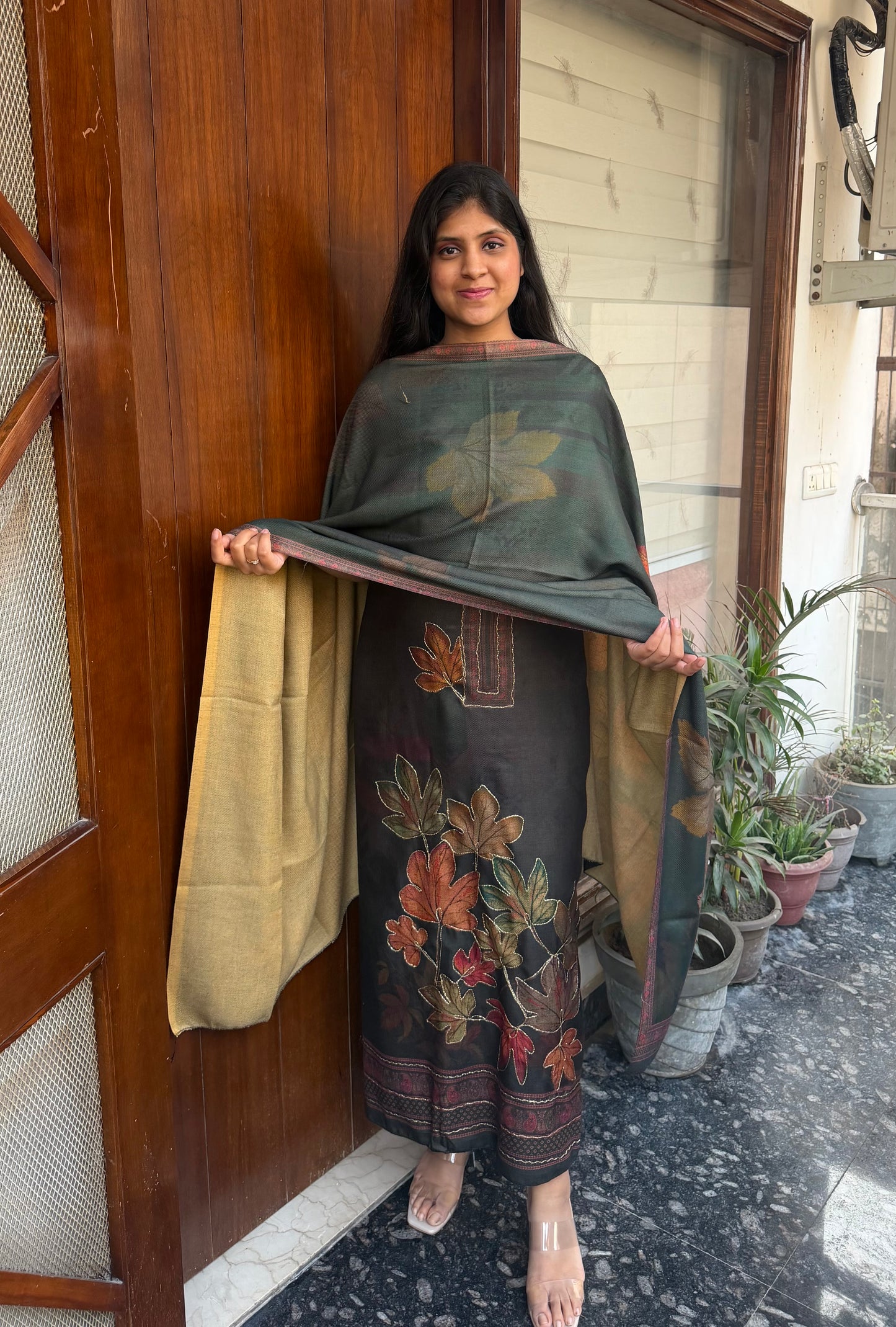 Designer Pashmina suit set with pashmina shawl