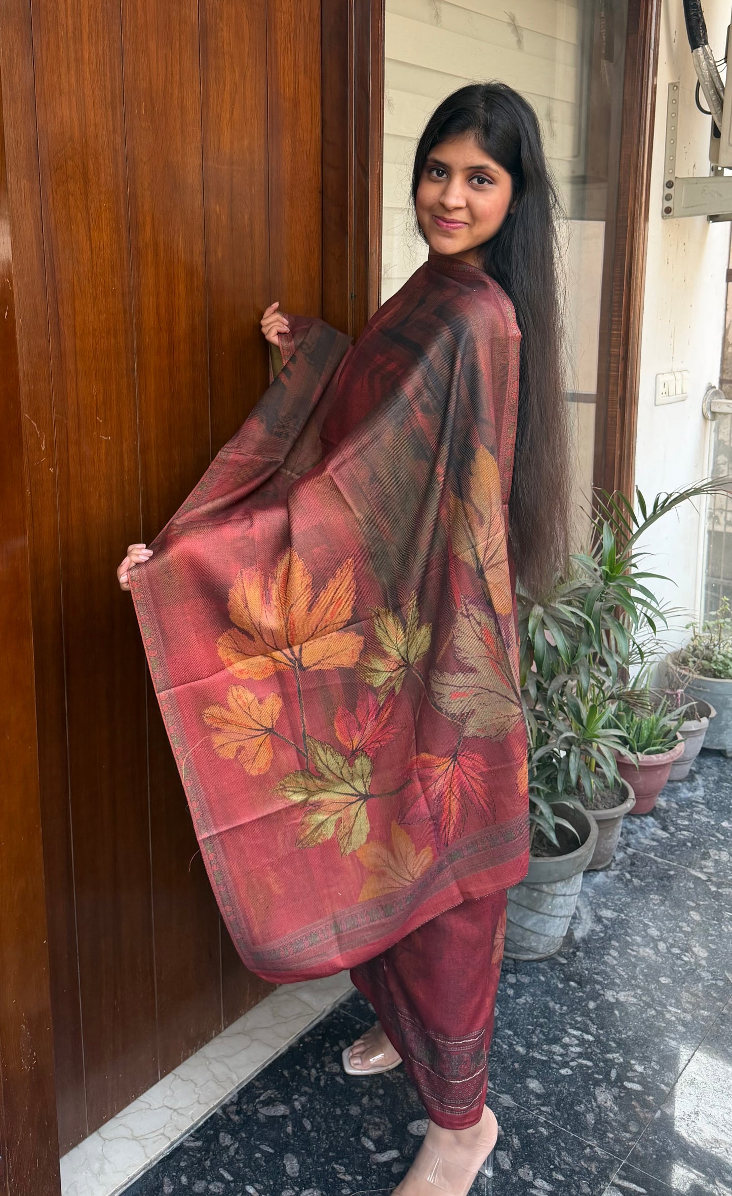 Designer Pashmina suit set with pashmina shawl