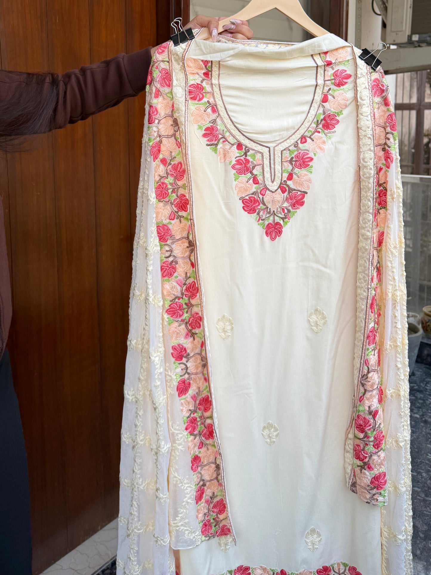 Hand embroidered aari work designer suit set