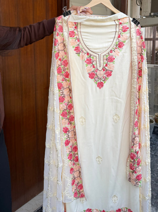 Hand embroidered aari work designer suit set