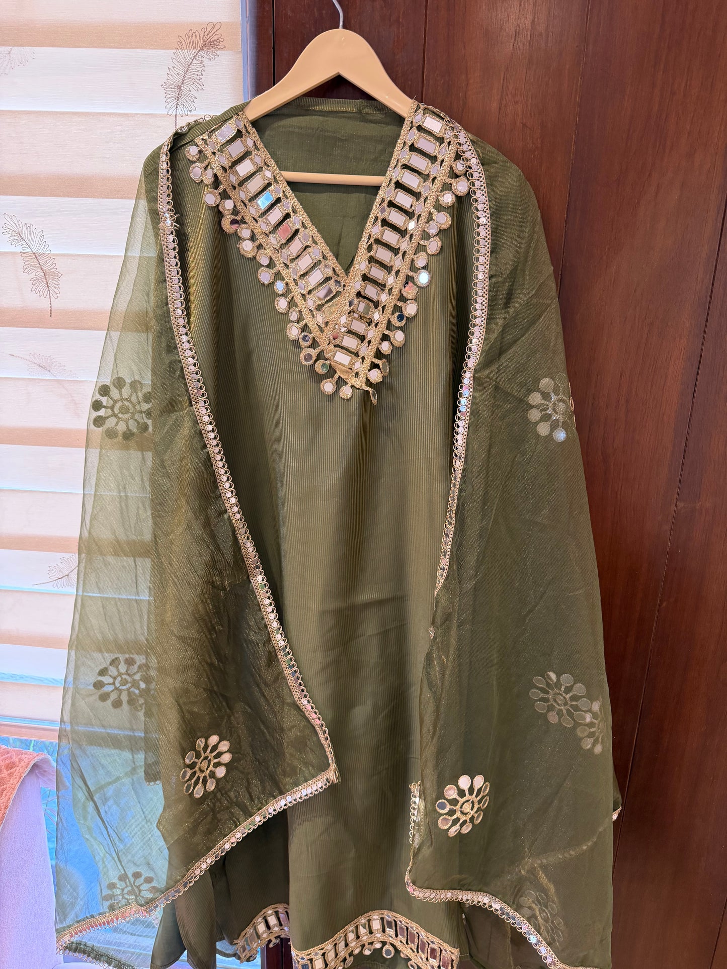 `Noor’ Glass silk designer 3 piece suit set