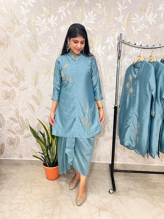 Indo western 2 piece dress - kurta and dhoti skirt with handwork